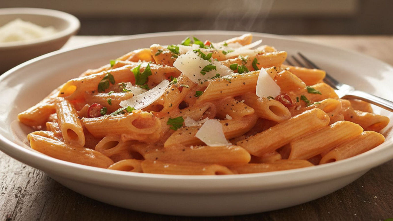 Vodka Pasta Recipe: Creamy Italian Penne With Tomato &amp; Cream